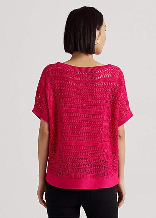 Fuchsia Women’s Ralph Lauren Cotton Mesh Short-Sleeve Sweaters Fuchsia Women’s Ralph Lauren Cotton Mesh Short-Sleeve Sweaters