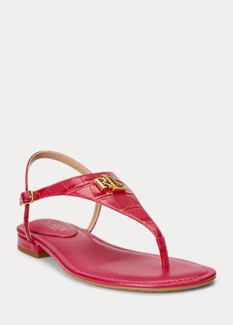 Fuchsia Women’s Ralph Lauren Ellington Embossed Leather Sandals