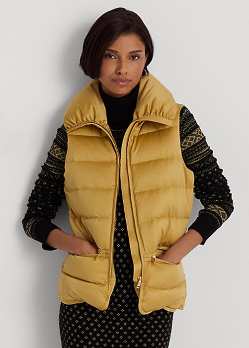 Gold Women’s Ralph Lauren Satin Quilted Down Vest Gold Women’s Ralph Lauren Satin Quilted Down Vest