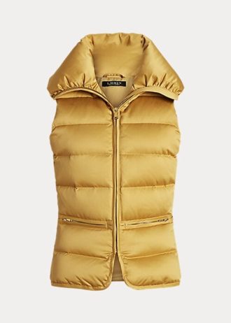 Gold Women’s Ralph Lauren Satin Quilted Down Vest