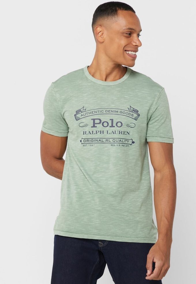 Green Men’s Ralph Lauren Logo Crew Neck T Shirts Green Men’s Ralph Lauren Logo Crew Neck T Shirts