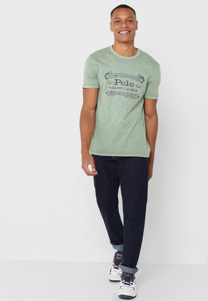 Green Men’s Ralph Lauren Logo Crew Neck T Shirts Green Men’s Ralph Lauren Logo Crew Neck T Shirts