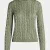 Green Women’s Ralph Lauren Cable-Knit Silk Crewneck Sweaters Green Women’s Ralph Lauren Cable-Knit Silk Crewneck Sweaters