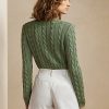 Green Women’s Ralph Lauren Cable-Knit Silk Crewneck Sweaters Green Women’s Ralph Lauren Cable-Knit Silk Crewneck Sweaters