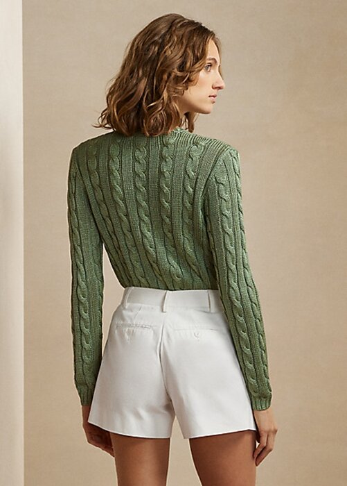 Green Women’s Ralph Lauren Cable-Knit Silk Crewneck Sweaters Green Women’s Ralph Lauren Cable-Knit Silk Crewneck Sweaters