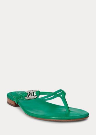Green Women’s Ralph Lauren Emalia Nappa Leather Flip Flops Green Women’s Ralph Lauren Emalia Nappa Leather Flip Flops