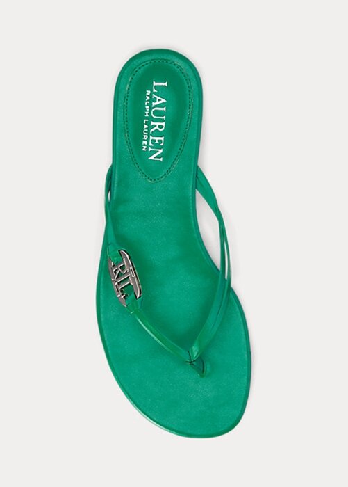 Green Women’s Ralph Lauren Emalia Nappa Leather Flip Flops Green Women’s Ralph Lauren Emalia Nappa Leather Flip Flops