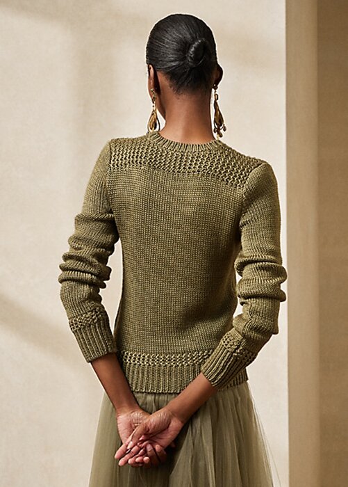 Green Women’s Ralph Lauren Embellished Silk-Blend Crewneck Sweaters Green Women’s Ralph Lauren Embellished Silk-Blend Crewneck Sweaters