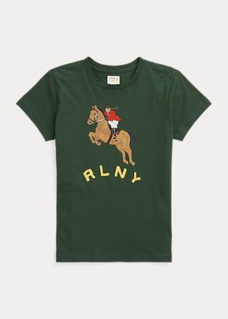 Green Women’s Ralph Lauren Equestrian Appliqué Logo Jersey T Shirts Green Women’s Ralph Lauren Equestrian Appliqué Logo Jersey T Shirts