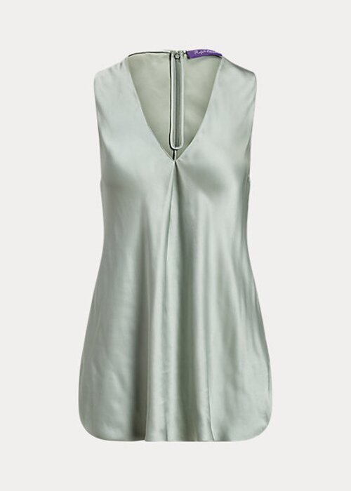 Green Women’s Ralph Lauren Gwinnett Washed Satin Blouse Shirts Green Women’s Ralph Lauren Gwinnett Washed Satin Blouse Shirts