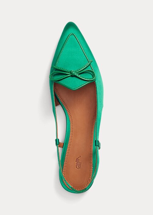 Green Women’s Ralph Lauren Silk-Blend Satin Slingback Flat Shoes Green Women’s Ralph Lauren Silk-Blend Satin Slingback Flat Shoes