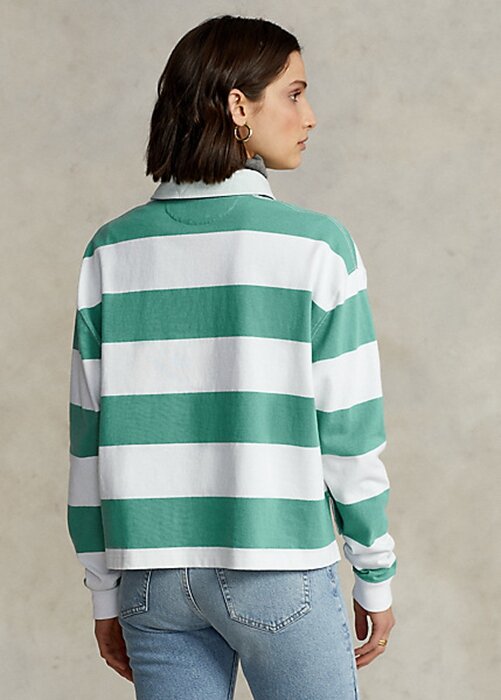 Green Women’s Ralph Lauren Striped Cropped Jersey Rugby Shirts Green Women’s Ralph Lauren Striped Cropped Jersey Rugby Shirts