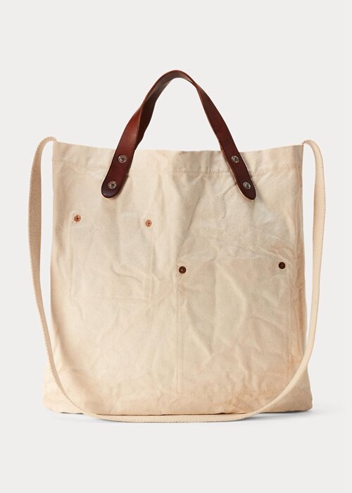 Greige Women’s Ralph Lauren Logo Canvas Market Tote Bags Greige Women’s Ralph Lauren Logo Canvas Market Tote Bags