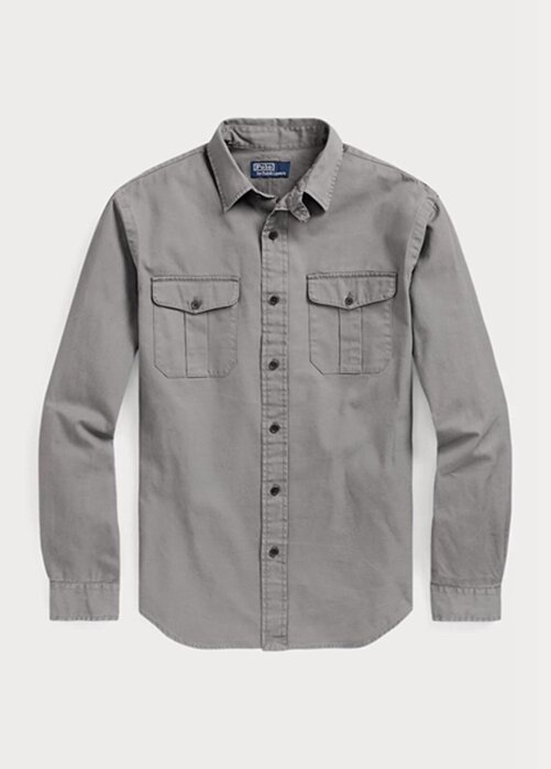 Grey Men’s Ralph Lauren Classic Fit Chino Work Shirts Grey Men’s Ralph Lauren Classic Fit Chino Work Shirts