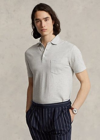 Grey Men’s Ralph Lauren Custom Slim Fit Cotton-Linen Polo Shirts