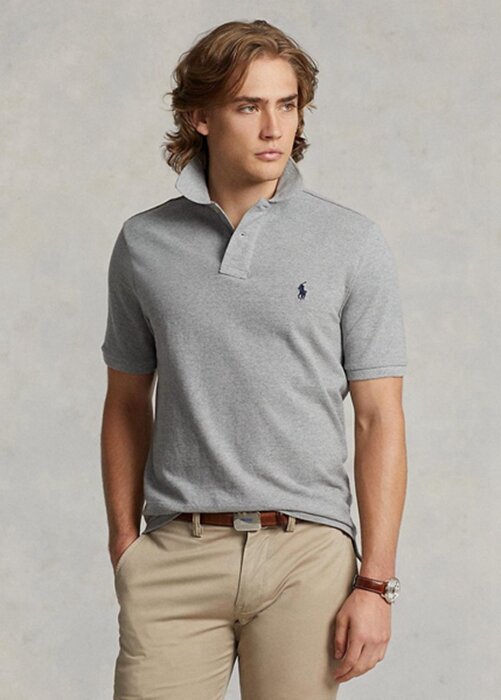 Grey Men’s Ralph Lauren Custom Slim Fit Mesh Polo Shirts Grey Men’s Ralph Lauren Custom Slim Fit Mesh Polo Shirts