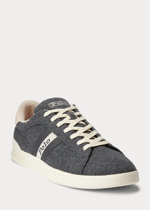 Grey Men’s Ralph Lauren Heritage Court II Flannel Sneakers Grey Men’s Ralph Lauren Heritage Court II Flannel Sneakers