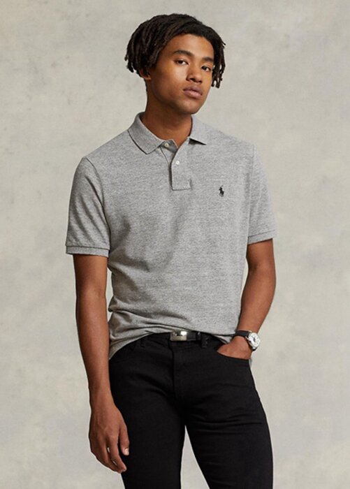 Grey Men’s Ralph Lauren Slim Fit Mesh Polo Shirts Grey Men’s Ralph Lauren Slim Fit Mesh Polo Shirts