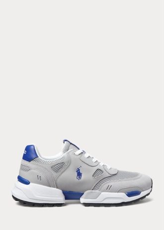 Grey / Royal Men’s Ralph Lauren Jogger Suede & Mesh Sneakers Grey / Royal Men’s Ralph Lauren Jogger Suede & Mesh Sneakers
