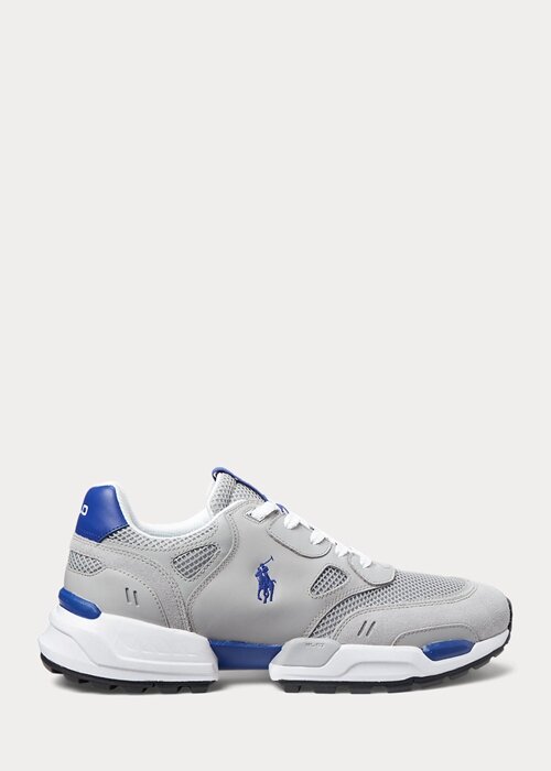 Grey / Royal Men’s Ralph Lauren Jogger Suede & Mesh Sneakers Grey / Royal Men’s Ralph Lauren Jogger Suede & Mesh Sneakers