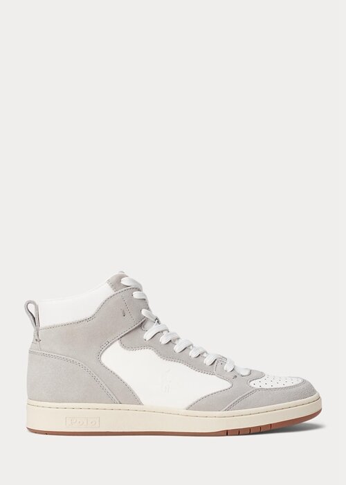 Grey / White Men’s Ralph Lauren Court Leather-Suede High-Top Sneakers Grey / White Men’s Ralph Lauren Court Leather-Suede High-Top Sneakers