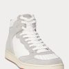 Grey / White Men’s Ralph Lauren Court Leather-Suede High-Top Sneakers Grey / White Men’s Ralph Lauren Court Leather-Suede High-Top Sneakers