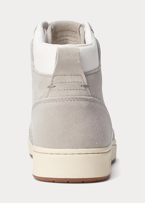 Grey / White Men’s Ralph Lauren Court Leather-Suede High-Top Sneakers Grey / White Men’s Ralph Lauren Court Leather-Suede High-Top Sneakers