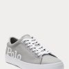 Grey / White Men’s Ralph Lauren Longwood Logo Leather Sneakers Grey / White Men’s Ralph Lauren Longwood Logo Leather Sneakers