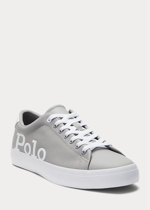 Grey / White Men’s Ralph Lauren Longwood Logo Leather Sneakers Grey / White Men’s Ralph Lauren Longwood Logo Leather Sneakers