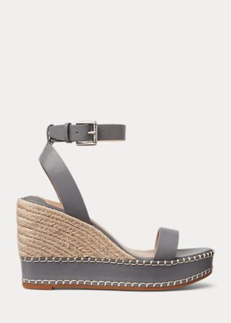 Grey Women’s Ralph Lauren Hilarie Leather Espadrille