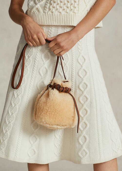Honey/Cream Women’s Ralph Lauren Shearling Mini Bellport Bucket Bags Honey/Cream Women’s Ralph Lauren Shearling Mini Bellport Bucket Bags