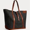 Indigo Women’s Ralph Lauren Leather-Trim Denim Tote Bags Indigo Women’s Ralph Lauren Leather-Trim Denim Tote Bags