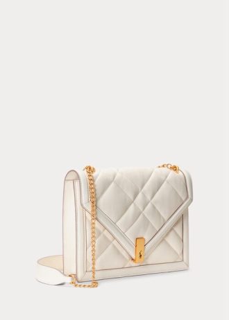 Ivory Women’s Ralph Lauren Polo ID Quilted Leather Envelope Crossbody Bags