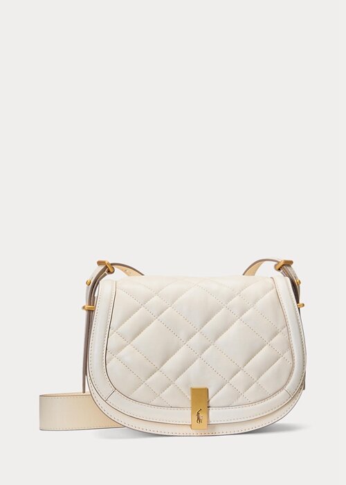 Ivory Women’s Ralph Lauren Polo ID Quilted Leather Saddle Bags Ivory Women’s Ralph Lauren Polo ID Quilted Leather Saddle Bags