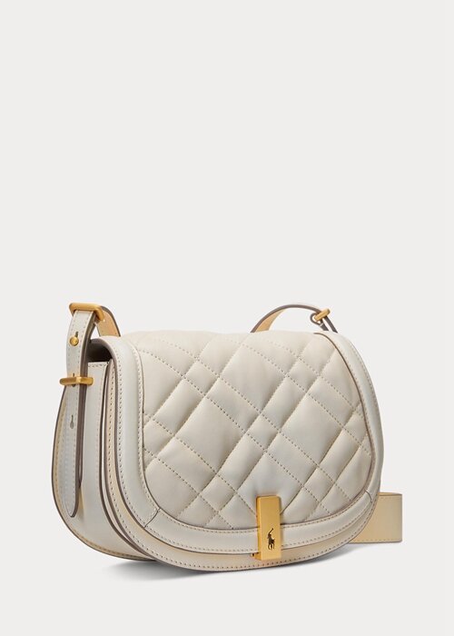 Ivory Women’s Ralph Lauren Polo ID Quilted Leather Saddle Bags Ivory Women’s Ralph Lauren Polo ID Quilted Leather Saddle Bags