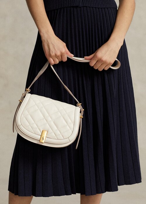 Ivory Women’s Ralph Lauren Polo ID Quilted Leather Saddle Bags Ivory Women’s Ralph Lauren Polo ID Quilted Leather Saddle Bags