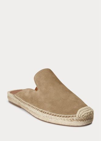 Khaki Men’s Ralph Lauren Cevio Suede Mule Casual Shoes