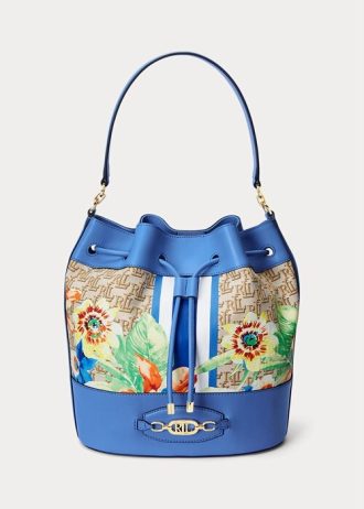 Khaki/New England Blue Women’s Ralph Lauren Monogram Large Andie Handbag