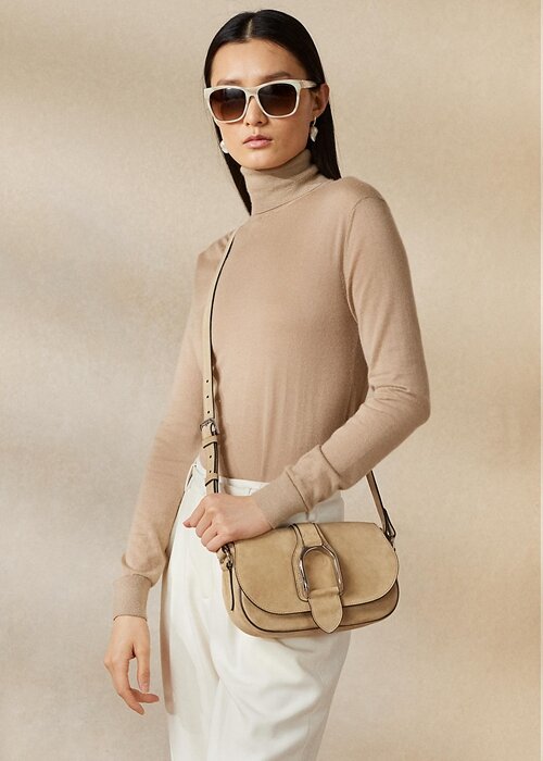 Khaki Women’s Ralph Lauren Calf-Suede Welington Crossbody Bags Khaki Women’s Ralph Lauren Calf-Suede Welington Crossbody Bags