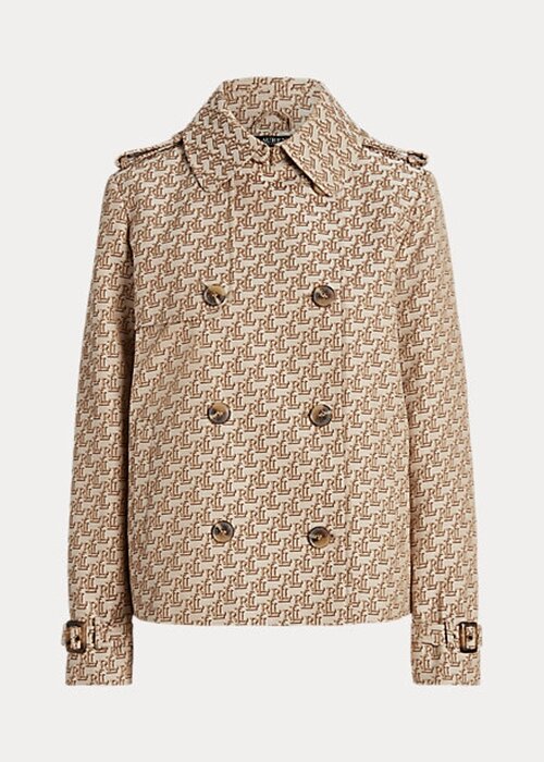 Khaki Women’s Ralph Lauren Double-Breasted Monogram Jacquard Coats Khaki Women’s Ralph Lauren Double-Breasted Monogram Jacquard Coats