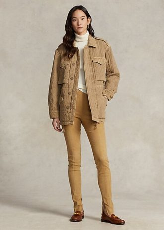 Khaki Women’s Ralph Lauren Lambskin Suede Leggings