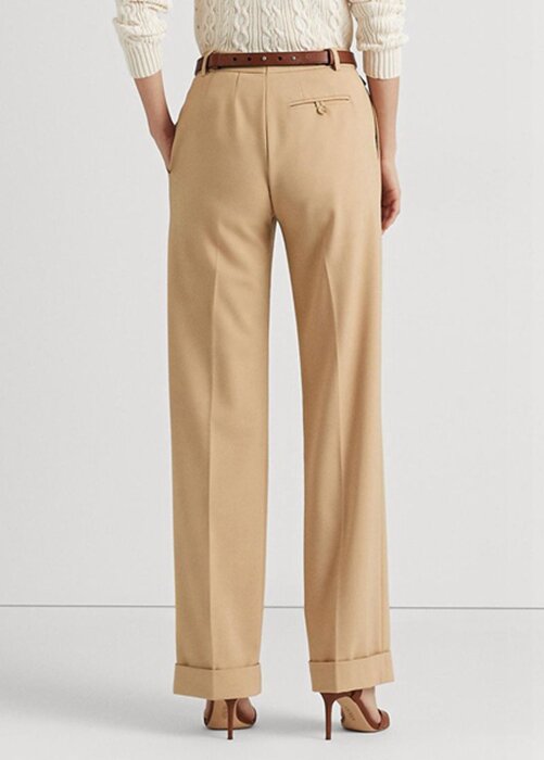 Khaki Women’s Ralph Lauren Pleated Wool-blend Twill Pants Khaki Women’s Ralph Lauren Pleated Wool-blend Twill Pants