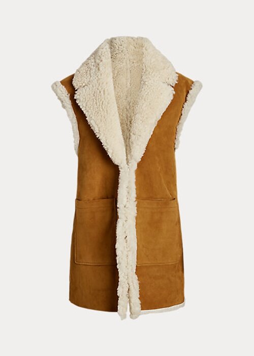 Khaki Women’s Ralph Lauren Reversible Shearling Vest Khaki Women’s Ralph Lauren Reversible Shearling Vest