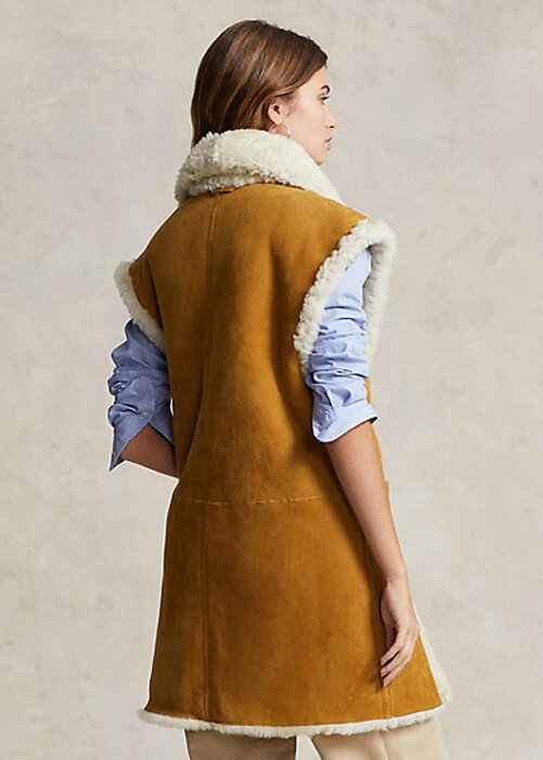 Khaki Women’s Ralph Lauren Reversible Shearling Vest Khaki Women’s Ralph Lauren Reversible Shearling Vest