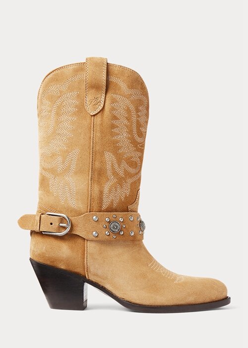 Khaki Women’s Ralph Lauren Studded Calf-Suede Western Boots Khaki Women’s Ralph Lauren Studded Calf-Suede Western Boots