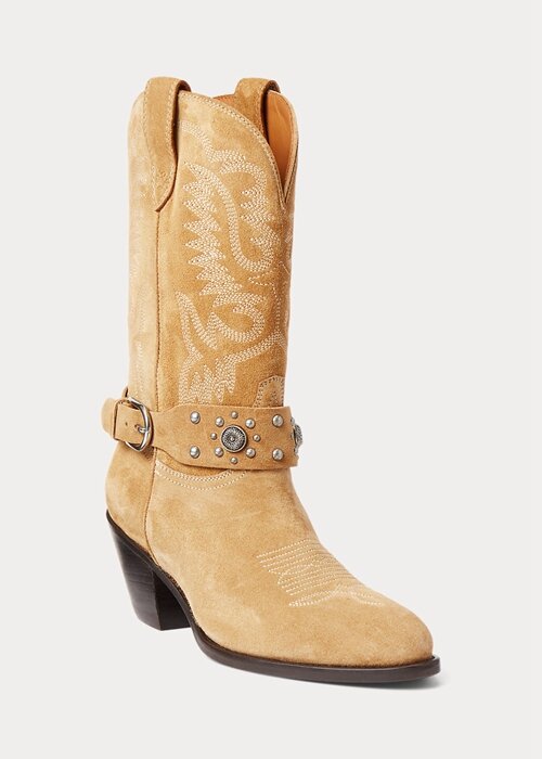 Khaki Women’s Ralph Lauren Studded Calf-Suede Western Boots Khaki Women’s Ralph Lauren Studded Calf-Suede Western Boots