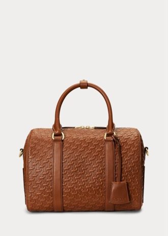 Lauren Tan/Buff Women’s Ralph Lauren Debossed Leather Medium Kaden Satchel Bags