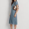 Lauren Tan /Navy Women’s Ralph Lauren Striped Canvas Medium Handbag Lauren Tan /Navy Women’s Ralph Lauren Striped Canvas Medium Handbag
