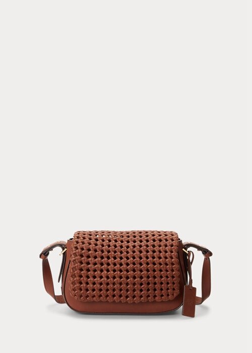 Lauren Tan Women’s Ralph Lauren Woven Leather Small Maddy Shoulder Bags Lauren Tan Women’s Ralph Lauren Woven Leather Small Maddy Shoulder Bags