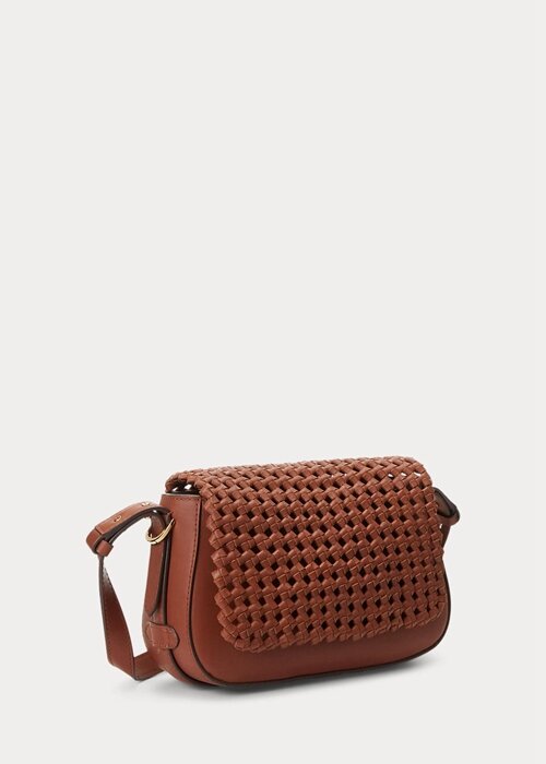 Lauren Tan Women’s Ralph Lauren Woven Leather Small Maddy Shoulder Bags Lauren Tan Women’s Ralph Lauren Woven Leather Small Maddy Shoulder Bags